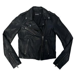 Døma Black Leather Motorcycle Moto Jacket Size XS